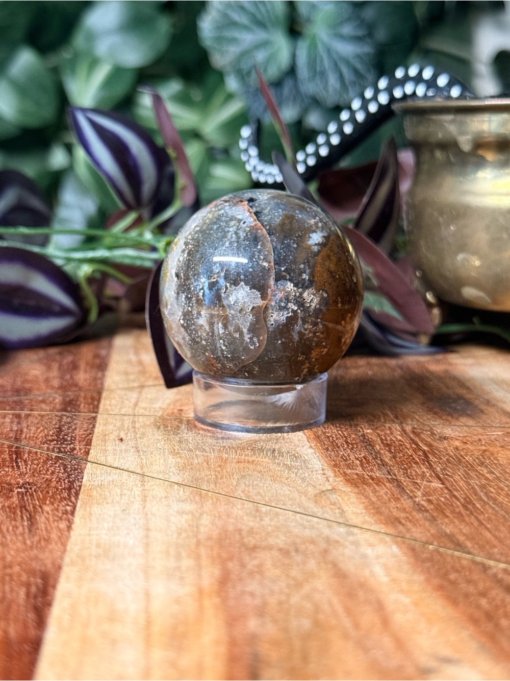 Starry sky agate sphere - Picture 4 of 7